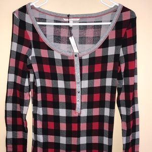 Black/ Gray/ Red Plaid Romper Pajamas